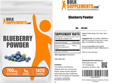 Photo of the BulkSupplements.com Blueberry Powder 700 mg label