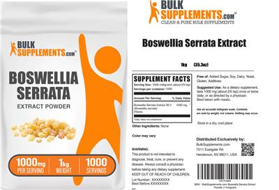 Photo of the BulkSupplements.com Boswellia Serrata Extract Powder 1000 mg label