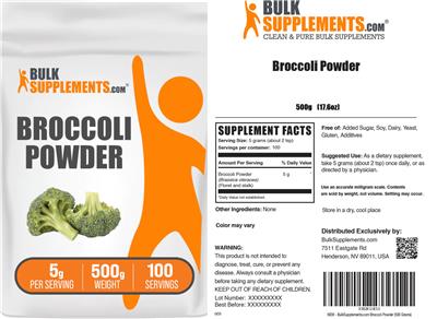 Photo of the BulkSupplements.com Broccoli Powder 5 g label
