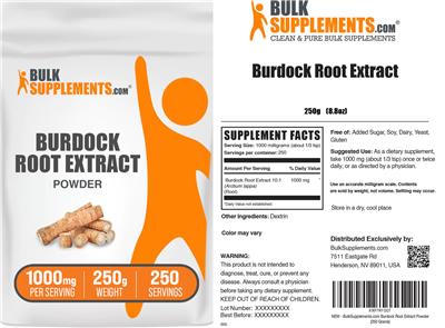 Photo of the BulkSupplements.com Burdock Root Extract Powder 1000 mg label