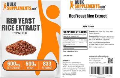 Photo of the BulkSupplements.com Red Yeast Rice Extract Powder 600 mg label