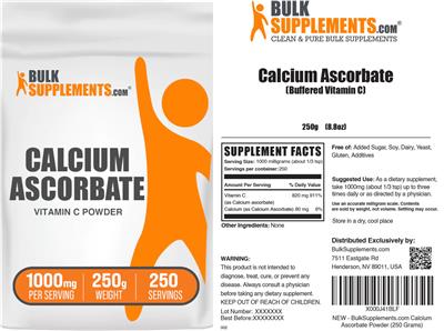 Photo of the BulkSupplements.com Calcium Ascorbate Vitamin C Powder 1000 mg label