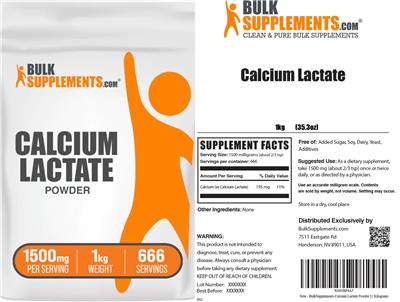 Product label image for Calcium Lactate Powder 1500 mg
