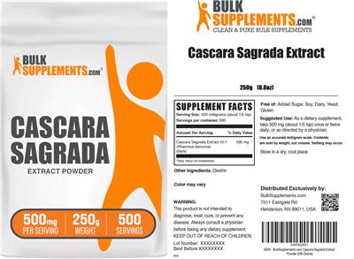 Photo of the BulkSupplements.com Cascara Sagrada Extract Powder 500 mg label
