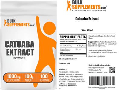 Photo of the BulkSupplements.com Catuaba Extract Powder 1000 mg label