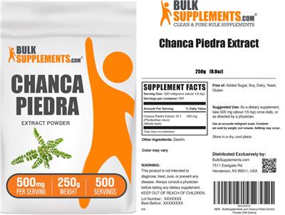 Photo of the BulkSupplements.com Chanca Piedra Extract Powder 500 mg label