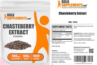 Photo of the BulkSupplements.com Chasteberry Extract Powder 500 mg label