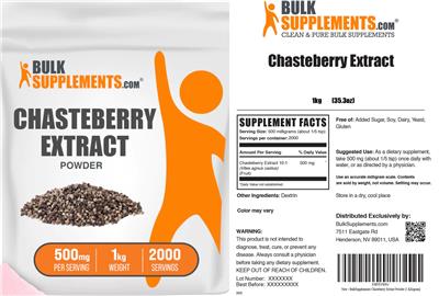 Photo of the BulkSupplements.com Chasteberry Extract Powder 500 mg label
