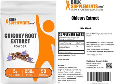 Photo of the BulkSupplements.com Chicory Root Extract Powder 5 g label