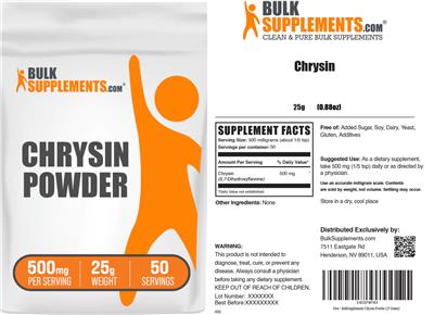 Photo of the BulkSupplements.com Chrysin Powder 500 mg label