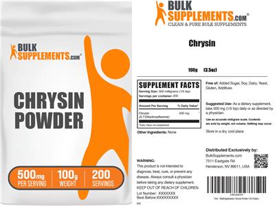 Photo of the BulkSupplements.com Chrysin Powder 500 mg label