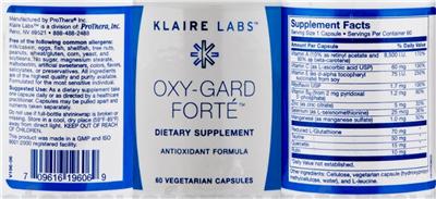 Photo of the Klaire Labs Oxy-Guard Forte label