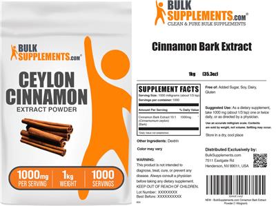 Photo of the BulkSupplements.com Ceylon Cinnamon Extract Powder 1000 mg label