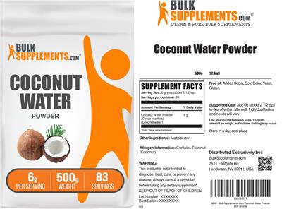 Photo of the BulkSupplements.com Coconut Water Powder 6 g label