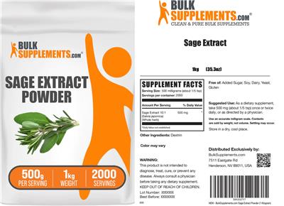 Photo of the BulkSupplements.com Sage Extract Powder 500 g label