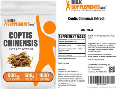Photo of the BulkSupplements.com Coptis chinensis Extract Powder 500 mg label