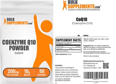 Photo of the BulkSupplements.com CoQ10 (Coenzyme Q10) 200mg label