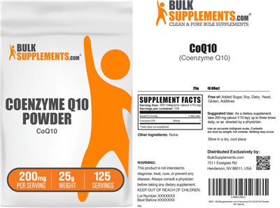 Photo of the BulkSupplements.com Coenzyme Q10 Powder 200 mg label