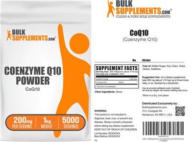 Photo of the BulkSupplements.com CoQ10 (Coenzyme Q10) 200mg label