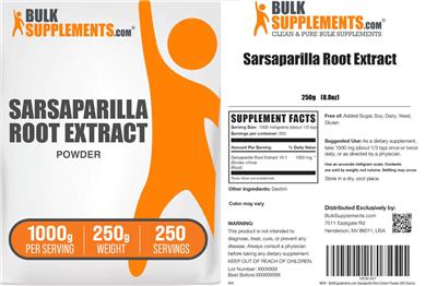 Photo of the BulkSupplements.com Sarsaparilla Root Extract label