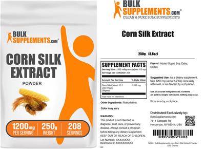 Photo of the BulkSupplements.com Corn Silk Extract Powder 1200 mg label