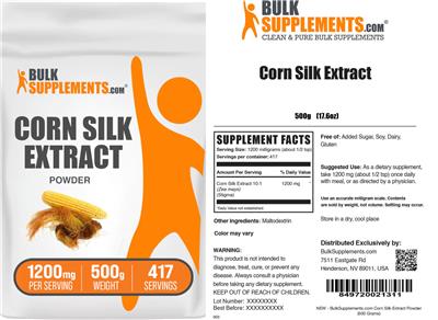 Photo of the BulkSupplements.com Corn Silk Extract Powder 1200 mg label