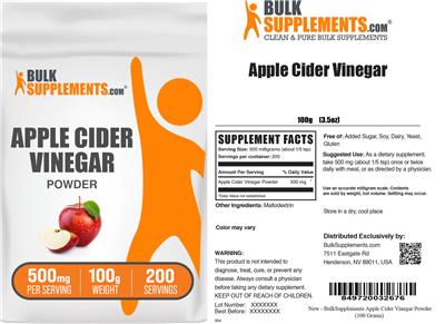 Photo of the BulkSupplements.com Apple Cider Vinegar label