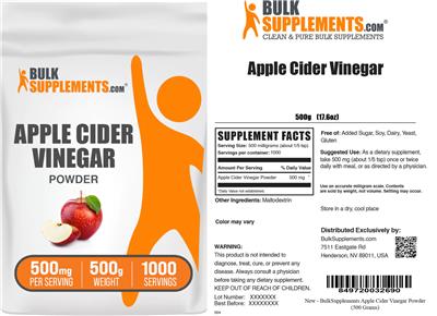 Photo of the BulkSupplements.com Apple Cider Vinegar Powder 500 mg label