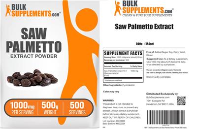 Product label for Saw Palmetto Extract