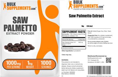Photo of the BulkSupplements.com Saw Palmetto Extract Powder 1000 mg label