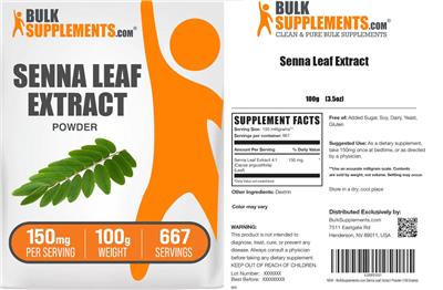 Photo of the BulkSupplements.com Senna Leaf Extract label