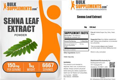 Photo of the BulkSupplements.com Senna Leaf Extract label