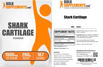 Photo of the BulkSupplements.com Shark Cartilage label