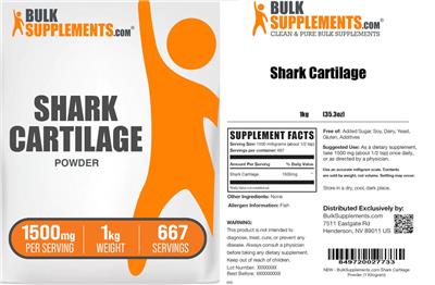 Photo of the BulkSupplements.com Shark Cartilage label