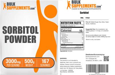 Photo of the BulkSupplements.com Sorbitol label