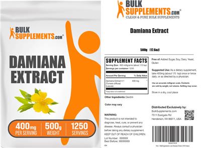 Photo of the BulkSupplements.com Damiana Extract label