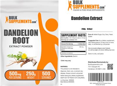 Photo of the BulkSupplements.com Dandelion Root Extract label