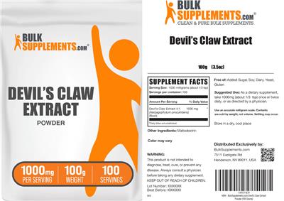 Photo of the BulkSupplements.com Devil's Claw Extract label