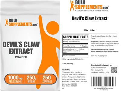 Photo of the BulkSupplements.com Devil's Claw Extract Powder 1000 mg label