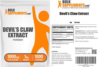 Photo of the BulkSupplements.com Devil's Claw Extract label