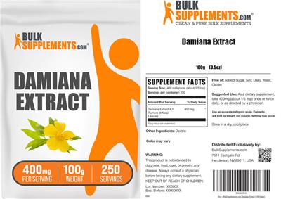 Photo of the BulkSupplements.com Damiana Extract label