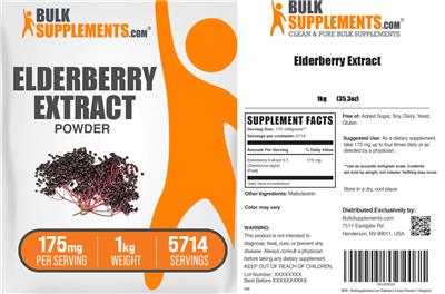 Photo of the BulkSupplements.com Elderberry Extract label
