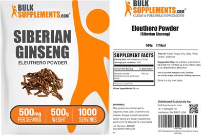 Photo of the BulkSupplements.com Siberian Ginseng Eleuthero Powder 500 mg label