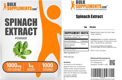 Photo of the BulkSupplements.com Spinach Extract Powder 1000 mg label