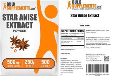 Photo of the BulkSupplements.com Star Anise Extract Powder 500 mg label