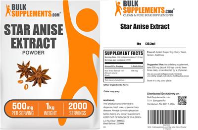 Photo of the BulkSupplements.com Star Anise Extract Powder 500 mg label