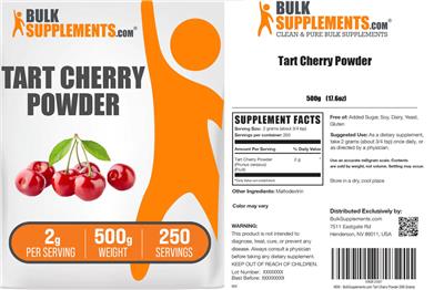 Photo of the BulkSupplements.com Tart Cherry Powder 2 g label