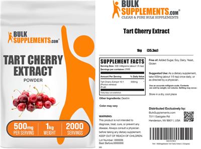 Photo of the BulkSupplements.com Tart Cherry Extract Powder 500 mg label