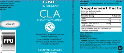 Photo of the GNC Total Lean CLA label