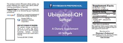 Photo of the Physician's Preference Ubiquinol-QH Softgel label